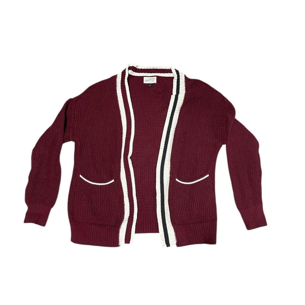 Universal Thread Burgundy Cotton Varsity Cardigan Sweater | Small 100% cotton